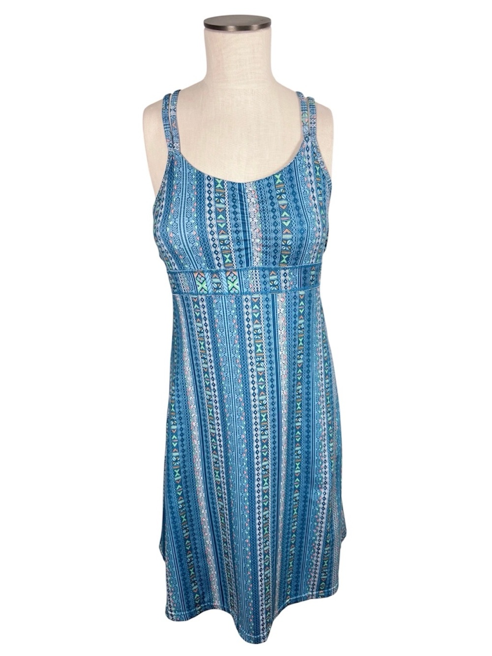 MARMOT Women’s Taryn Stretchy Blue Turquoise Tribal Print Sporty Dress Sz S